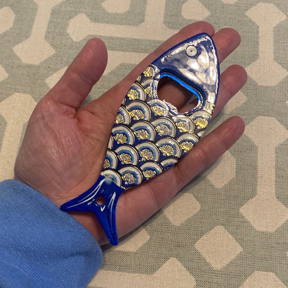 Blue Fish-Shaped Bottle Opener